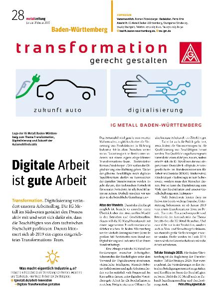 metallzeitung - Regionalseiten Baden-Württemberg Januar-Februar 2019