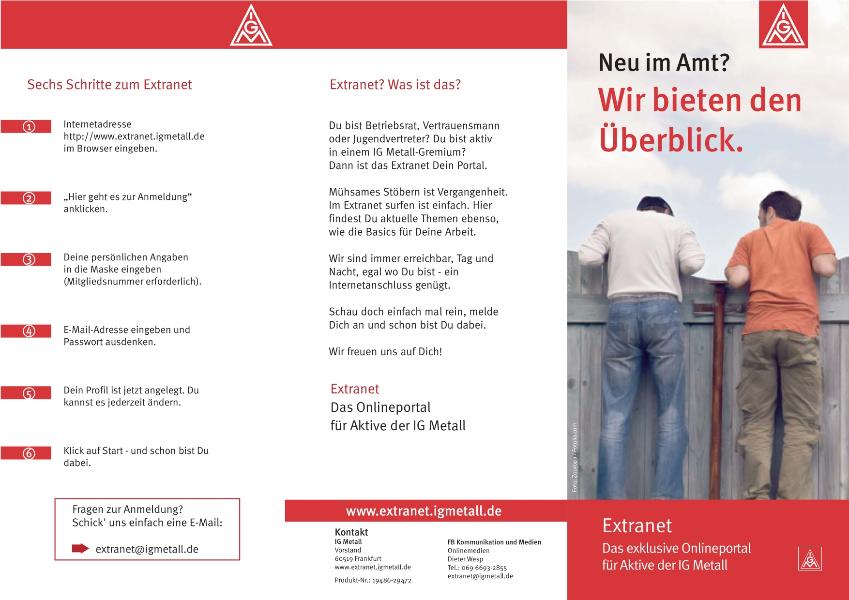 Wir bieten den Überblick. Extranet - Das exklusive Onlineportal für Aktive der IG Metall