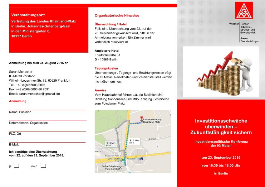 Programm Investitionspolitische Konferenz