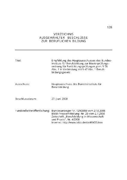Musterprüfungsordnung für Fortbildungsprüfungen IHK