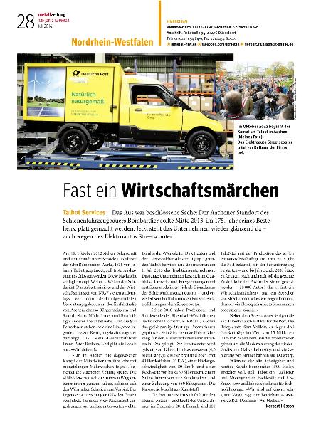 metallzeitung - Regionalseiten Nordrhein-Westfalen Juli 2016