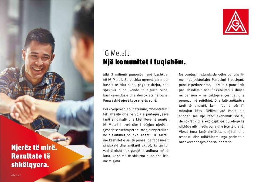 Gute Leute. Starke Leistungen. Broschüre in albanischer Sprache.