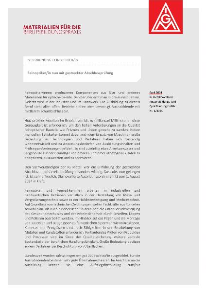 Neuordnung Feinoptiker:in (2024)