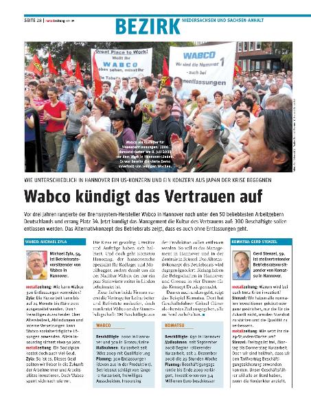 metallzeitung - Regionalseiten Niedersachsen und Sachsen-Anhalt August 2009