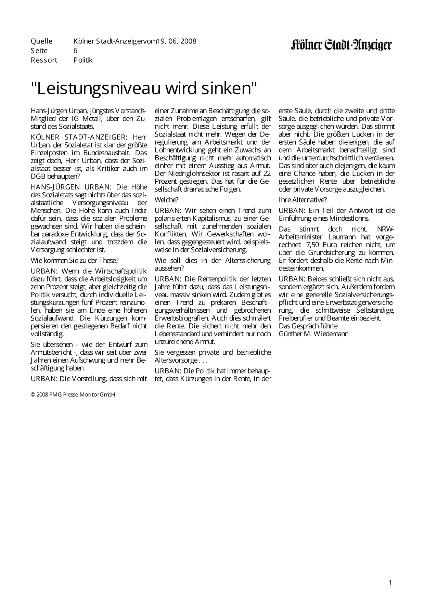 Leistungsniveau wird sinken