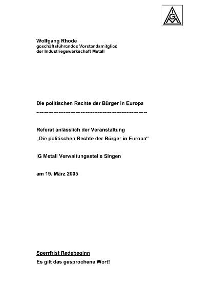 Rhode Rede Singen 19.3.05
