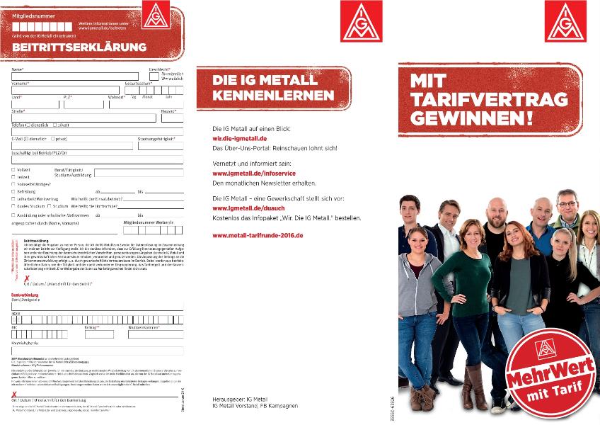 Mit Tarifvertrag gewinnen!, Flyer zum Projekt ''MehrWert mit Tarif''
