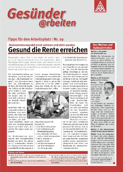 Tipps für den Arbeitsplatz Nr. 29 - Gesund die Rente erreichen
