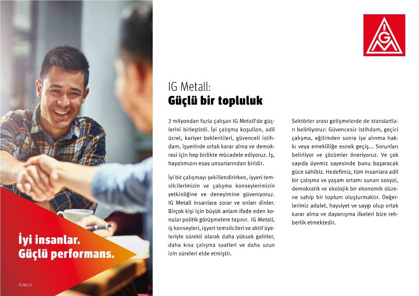 Gute Leute. Starke Leistungen. Broschüre in türkischer Sprache.