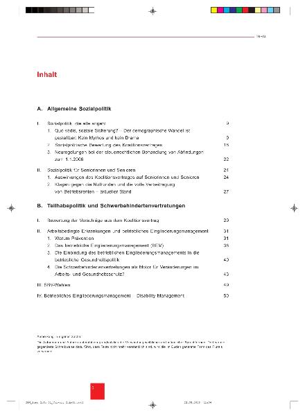 Sozialpolitische Informationen Nr. 1 / 2006: Inhalt