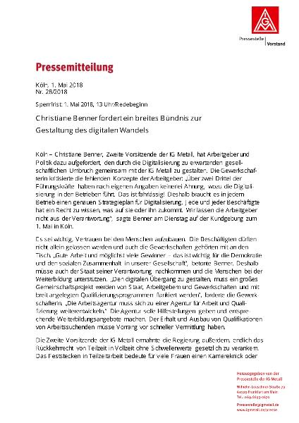 PM Benner 1. mai