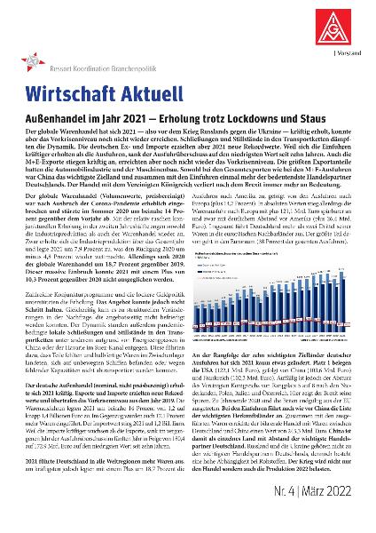 Außenhandel im Jahr 2021 — Erholung trotz Lockdowns und Staus, Wirtschaft Aktuell Nr. 4 (2022)