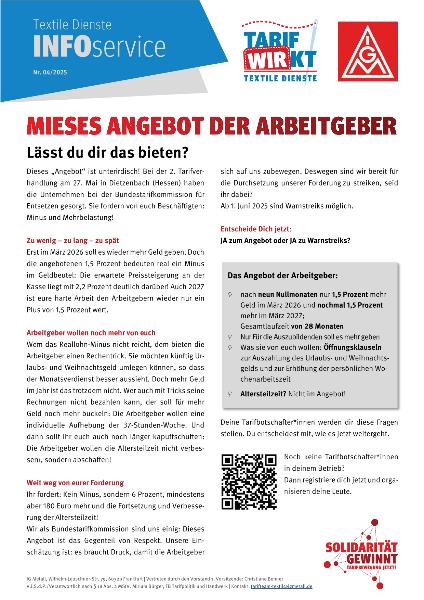 Mieses Angebot der Arbeitgeber: Lässt du dir das bieten?, Infoservice Nr. 04/25