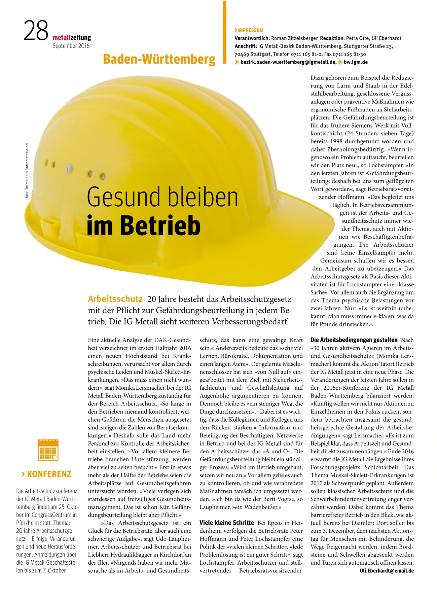 metallzeitung - Regionalseiten Baden-Württemberg September 2016