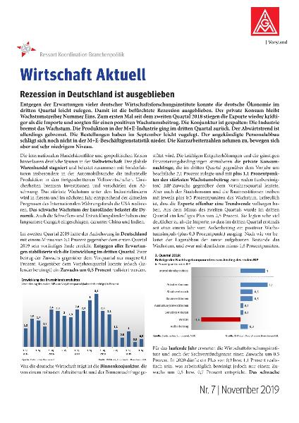 Rezession in Deutschland ist ausgeblieben Wirtschaft Aktuell Nr. 7/2019