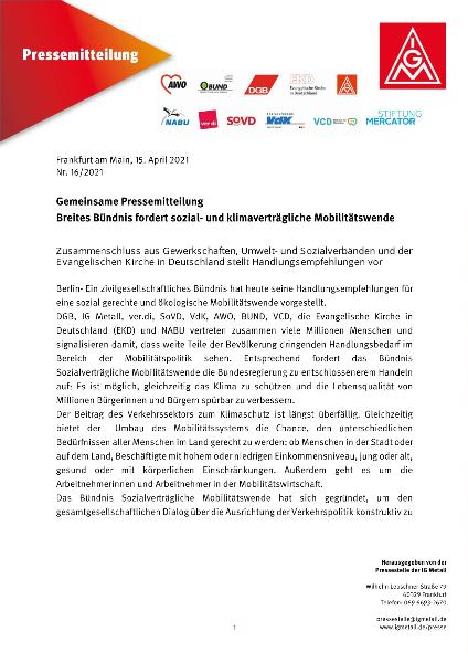Pressemitteilung16 Breites Bündnis fordert sozial- und klimaverträgliche Mobilitätswende