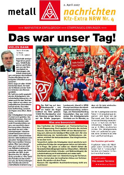 Das war unser Tag. metallnachrichten NRW, Nr. 4