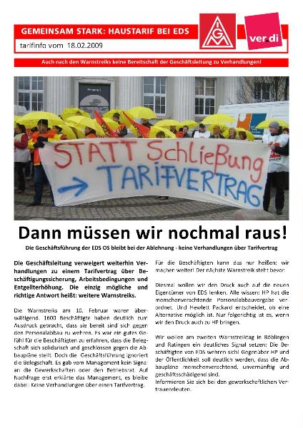 EDS Tarifinfo: Dann müssen wir nochmal raus! vom 18 02 2009