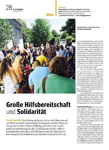 metallzeitung - Regionalseiten Mitte Oktober 2015