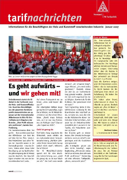 Tarifnachrichten Holz- und Kunststoff: Es geht aufwärts – und wir gehen mit!, Januar 2007