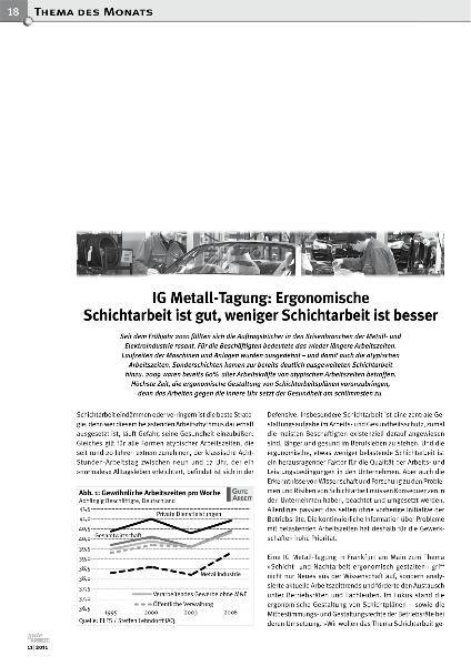 Ergonomische Schichtarbeit ist gut, weniger Schichtarbeit ist besser, Gute Arbeit 11/2011