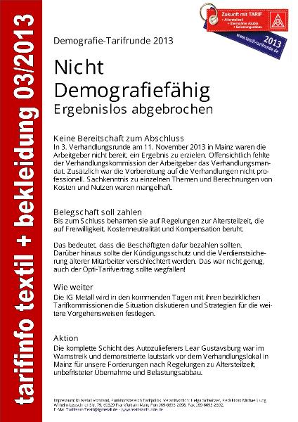 Tarifinfo Textil + Bekleidung 03/2013: 