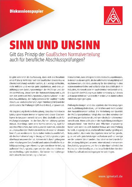 Gilt das Prinzip der Gaußschen Normalverteilung auch für berufliche Abschlussprüfung?