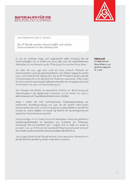 Vorverfahren zur Neuordnung der IT-Ausbildungsberufe