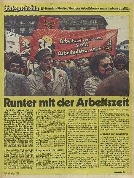 metallzeitung 14/1983 Artikel 35 Stunden Woche