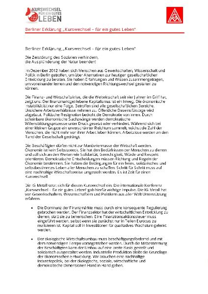 Berliner Erklärung, deutsche Fassung