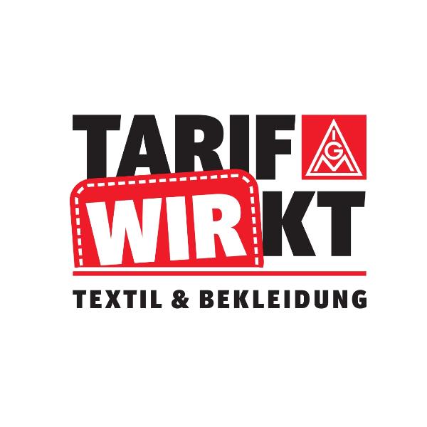 Logo 2023 Textil 'Tarif wirkt' Textil und Bekleidung schwarz-rot