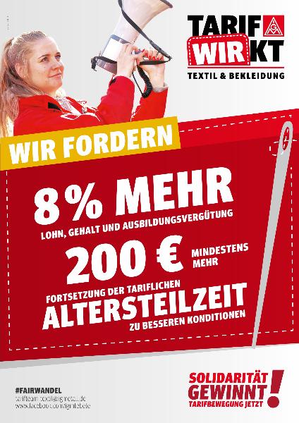 Forderungsplakat Textil & Bekleidung 2023