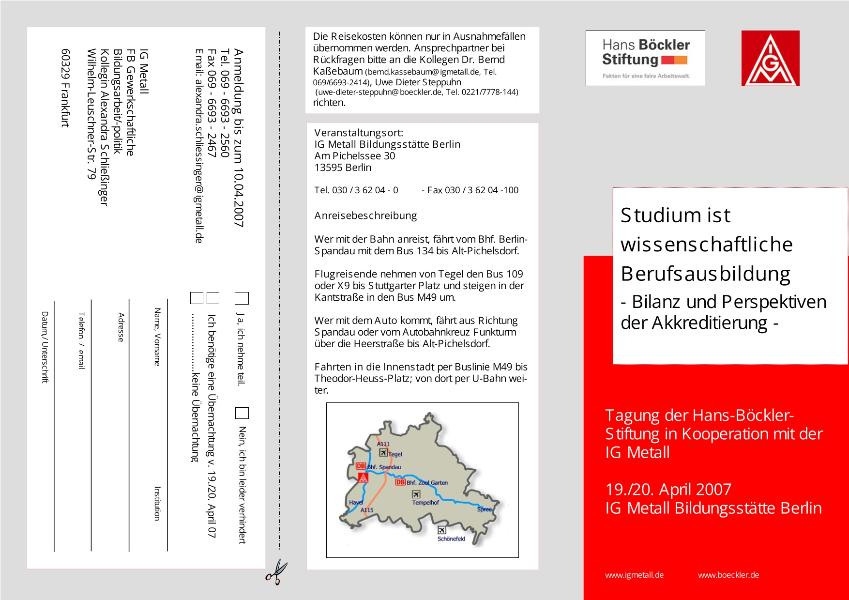 Flyer: Tagung - Studium ist wissenschaftliche Berufsausbildung