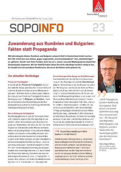 Zuwanderung: Fakten statt Propaganda, SoPoInfo 23, Informationen zur Sozialpolitik Nr. 23 / Januar 2014