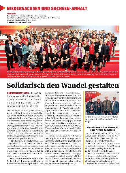 metallzeitung - Regionalseiten Niedersachsen und Sachsen-Anhalt November 2019
