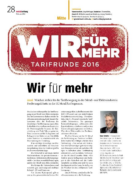 metallzeitung - Regionalseiten Mitte Februar 2016