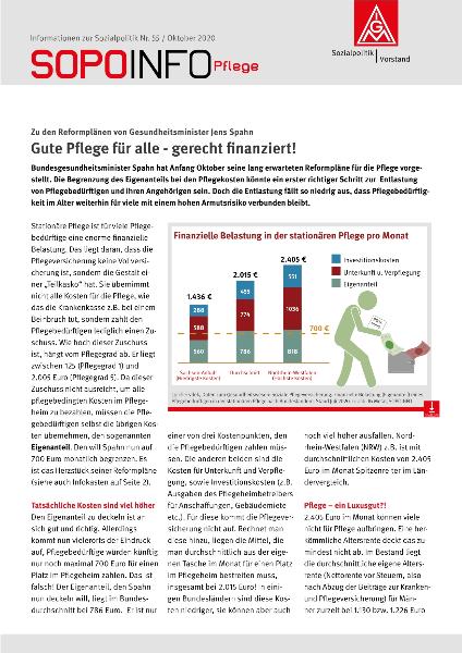 Gute Pflege für alle - gerecht finanziert!, Informationen zur Sozialpolitik Nr. 55/ Oktober 2020