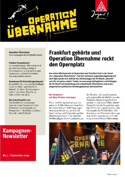 Operation Übernahme: Kampagnen-Newsletter Nr. 7 - September 2009