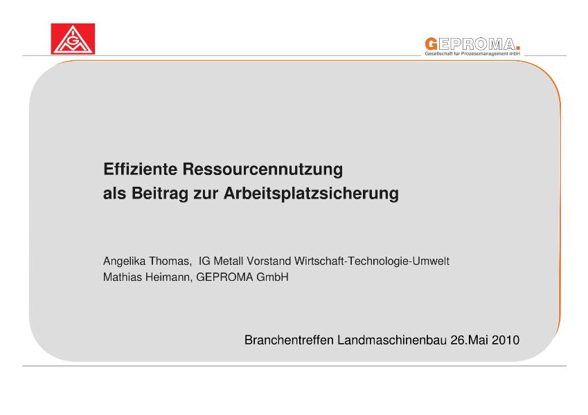 Landtechnik: Effiziente Ressourcennutzung als Beitrag zur Arbeitsplatzsicherung