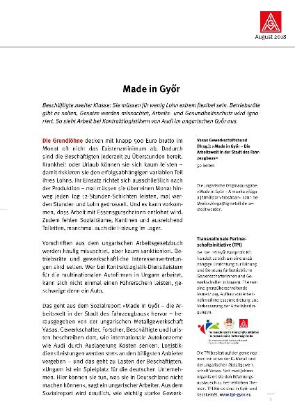 Made in Györ - die Arbeitswelt in der Stadt des Fahrzeugbaus