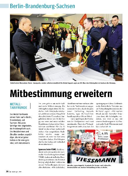 metallzeitung - Regionalseiten Berlin-Brandenburg-Sachsen Mai 2012