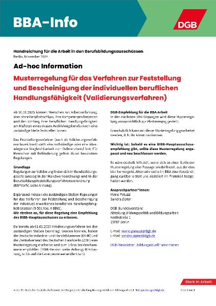 BBA-Info_Musterverfahrensregelung zur Validierung
