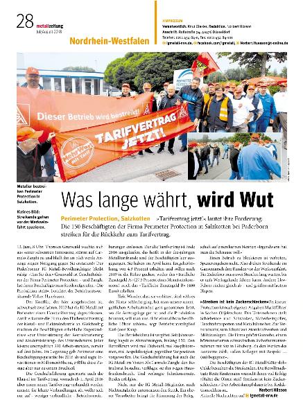 metallzeitung - Regionalseiten Nordrhein-Westfalen Juli/August 2018