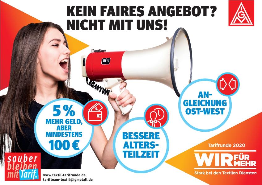 Kein faires Angebot? Nicht mit uns!, Tarifbewegung Textile Dienste 2020