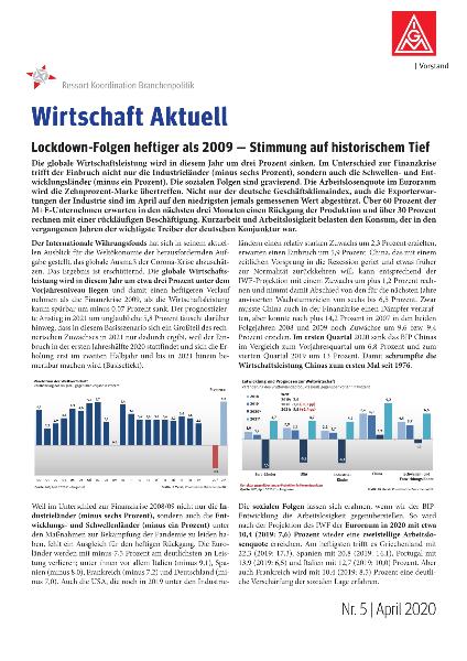 Lockdown-Folgen heftiger als 2009 - Stimmung auf historischem Tief, Wirtschaft aktuell Nr. 5/2020