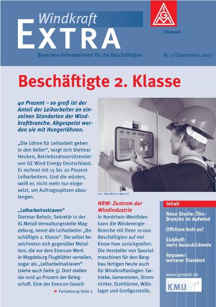 Windkraft Extra Nr. 3: Beschäftigte 2. Klasse, September 2007