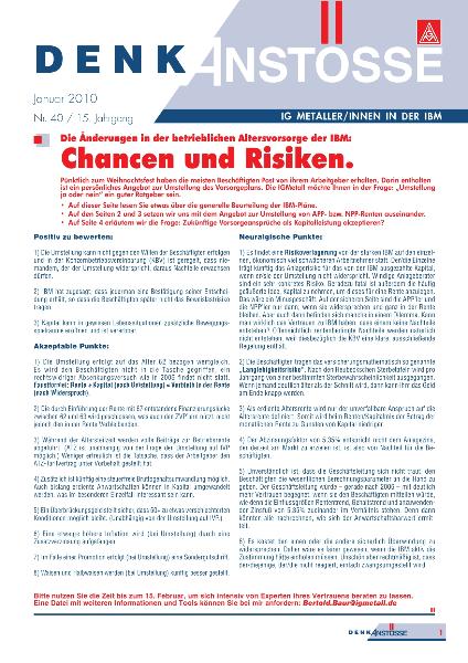 Denkanstöße - Ausgabe Januar 2010