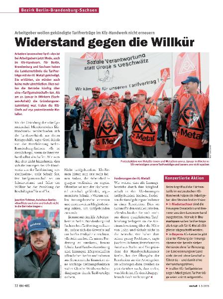 metall-Regionalseiten Berlin-Brandenburg-Sachsen Januar/Februar 2005