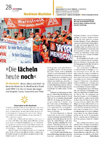 metallzeitung - Regionalseiten NRW Januar 2017