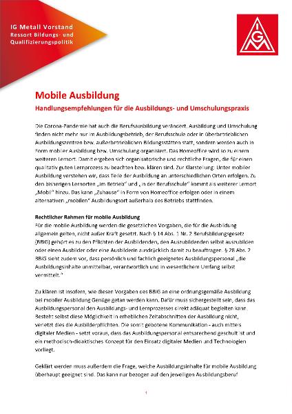 Handlungsempfehlung_Mobile Ausbildung (03/2022)